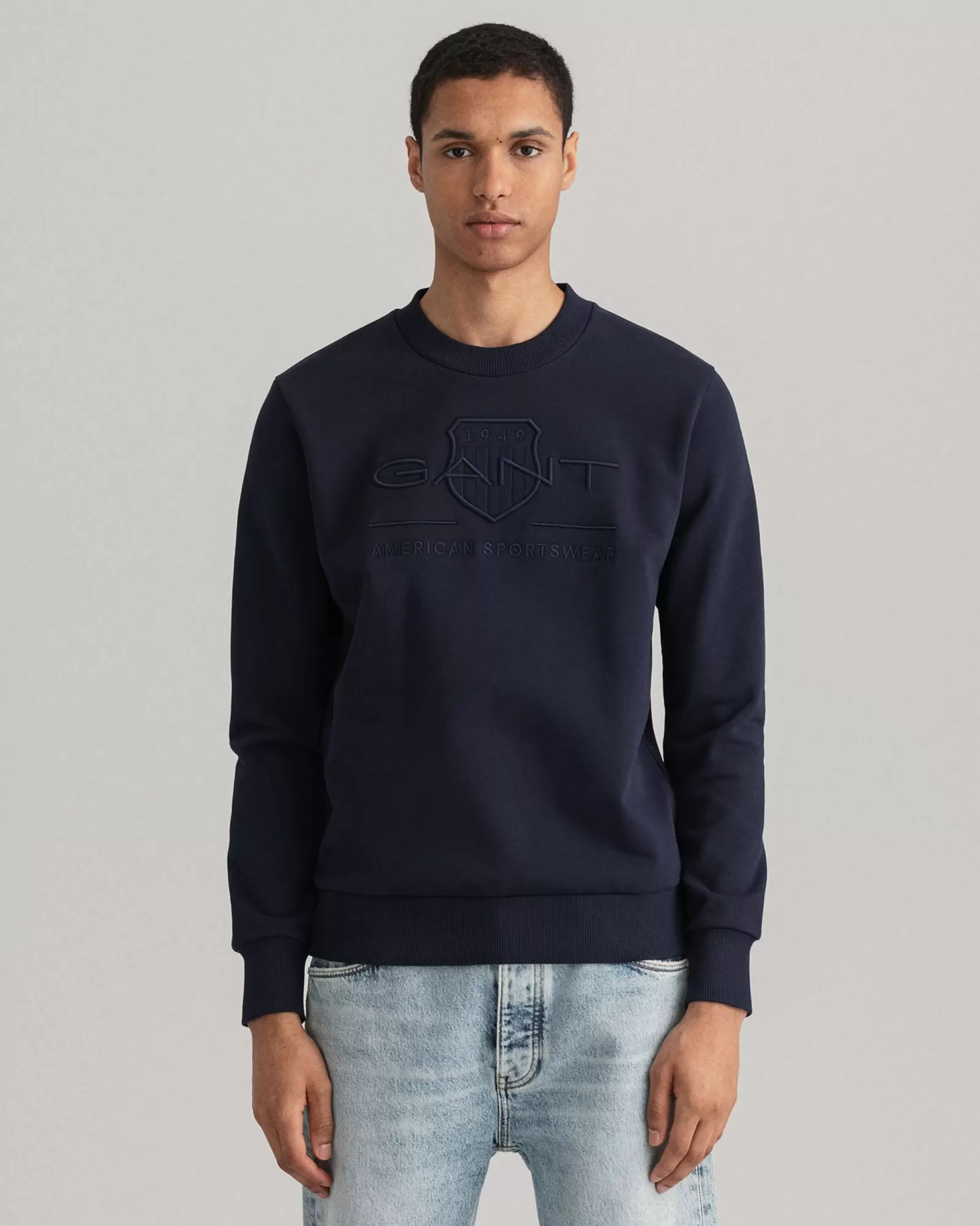 Men GANT Sweatshirts & Hoodies*Tonal Shield Crew Neck Sweatshirt EVENING BLUE