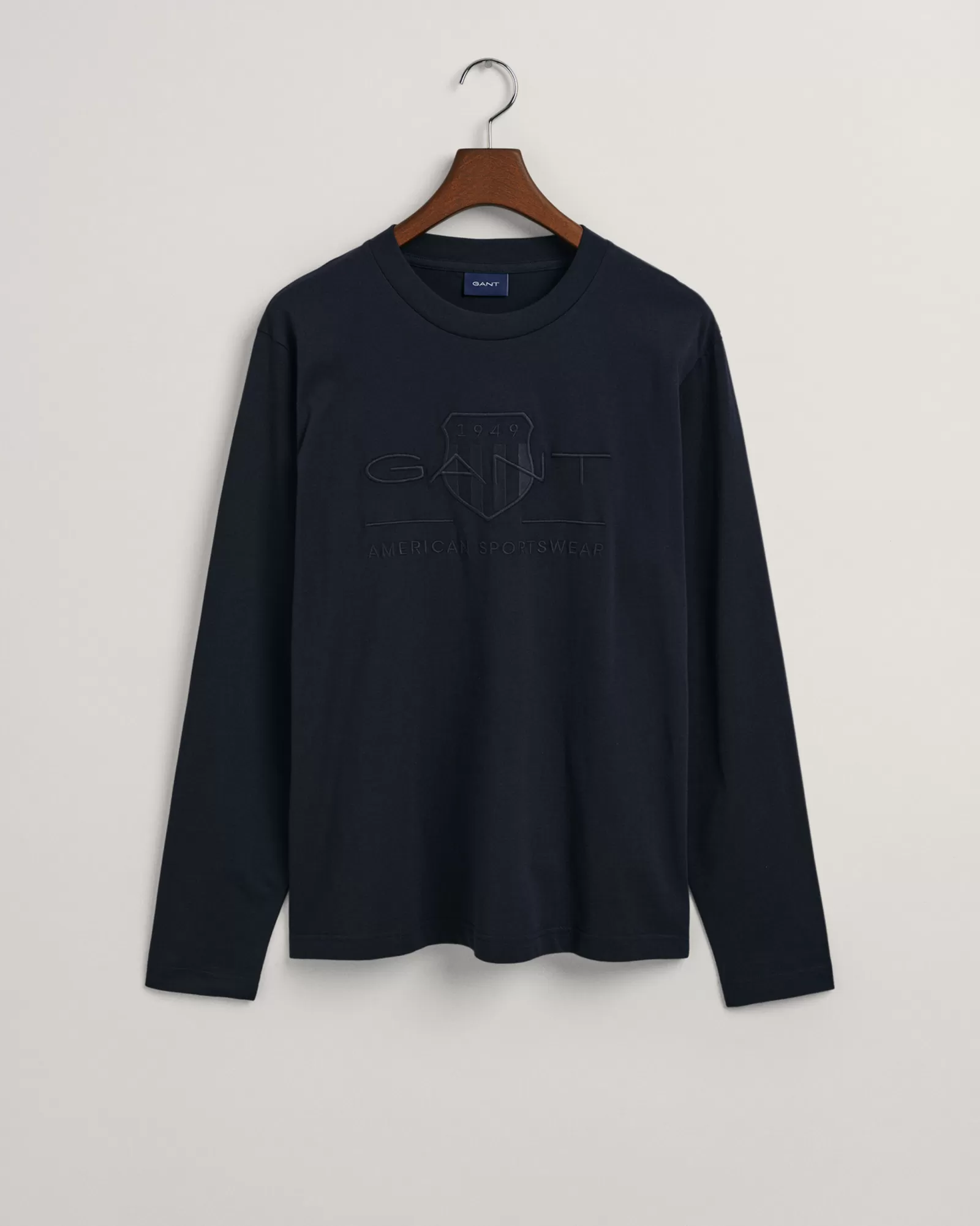 Men GANT T-Shirts*Tonal Shield Long Sleeve T-Shirt EVENING BLUE