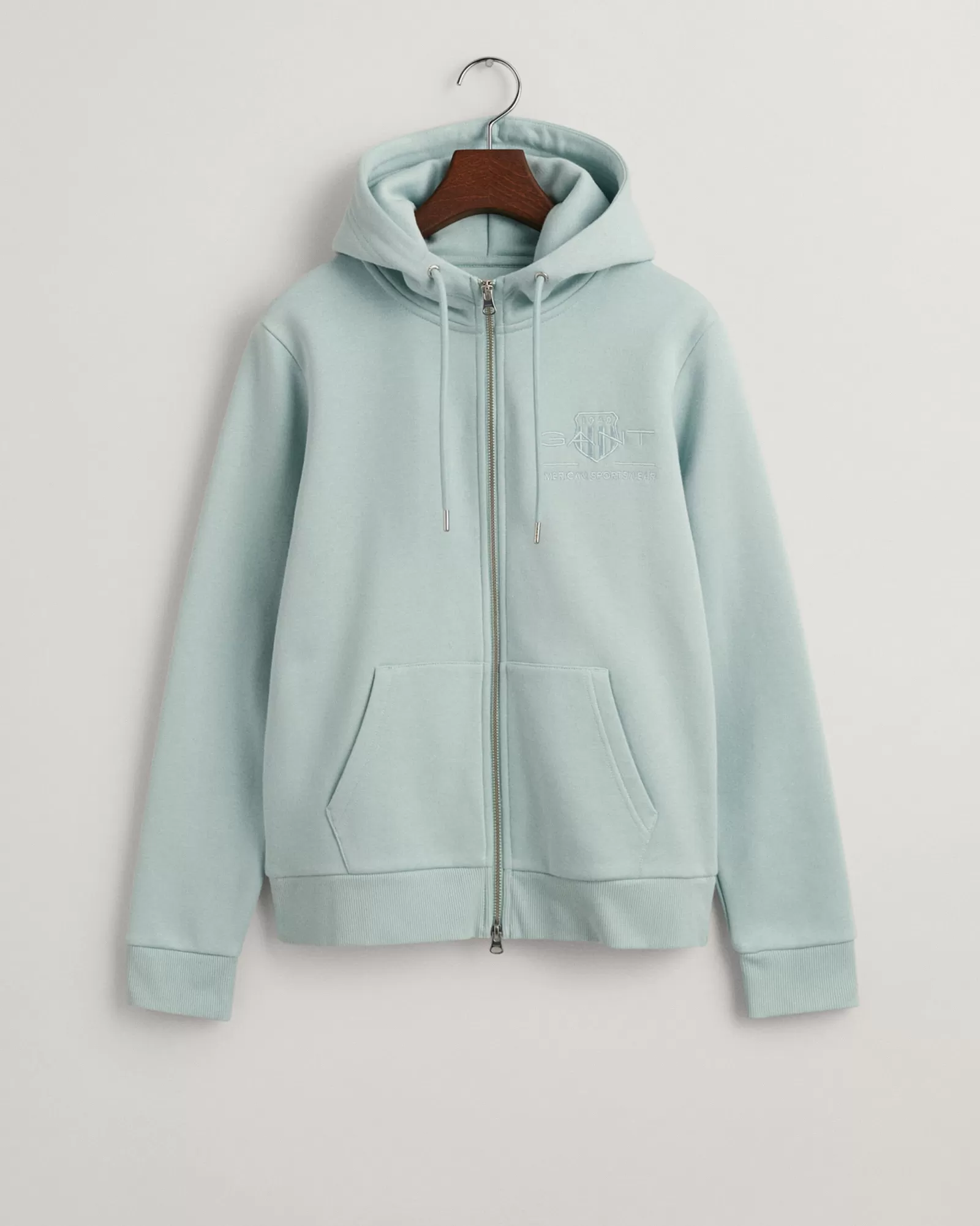 Women GANT Sweatshirts & Hoodies*Tonal Shield Zip Hoodie DUSTY TURQUOISE