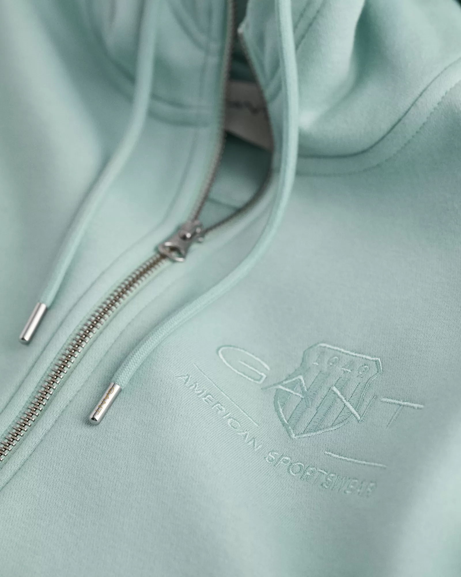 Women GANT Sweatshirts & Hoodies*Tonal Shield Zip Hoodie DUSTY TURQUOISE