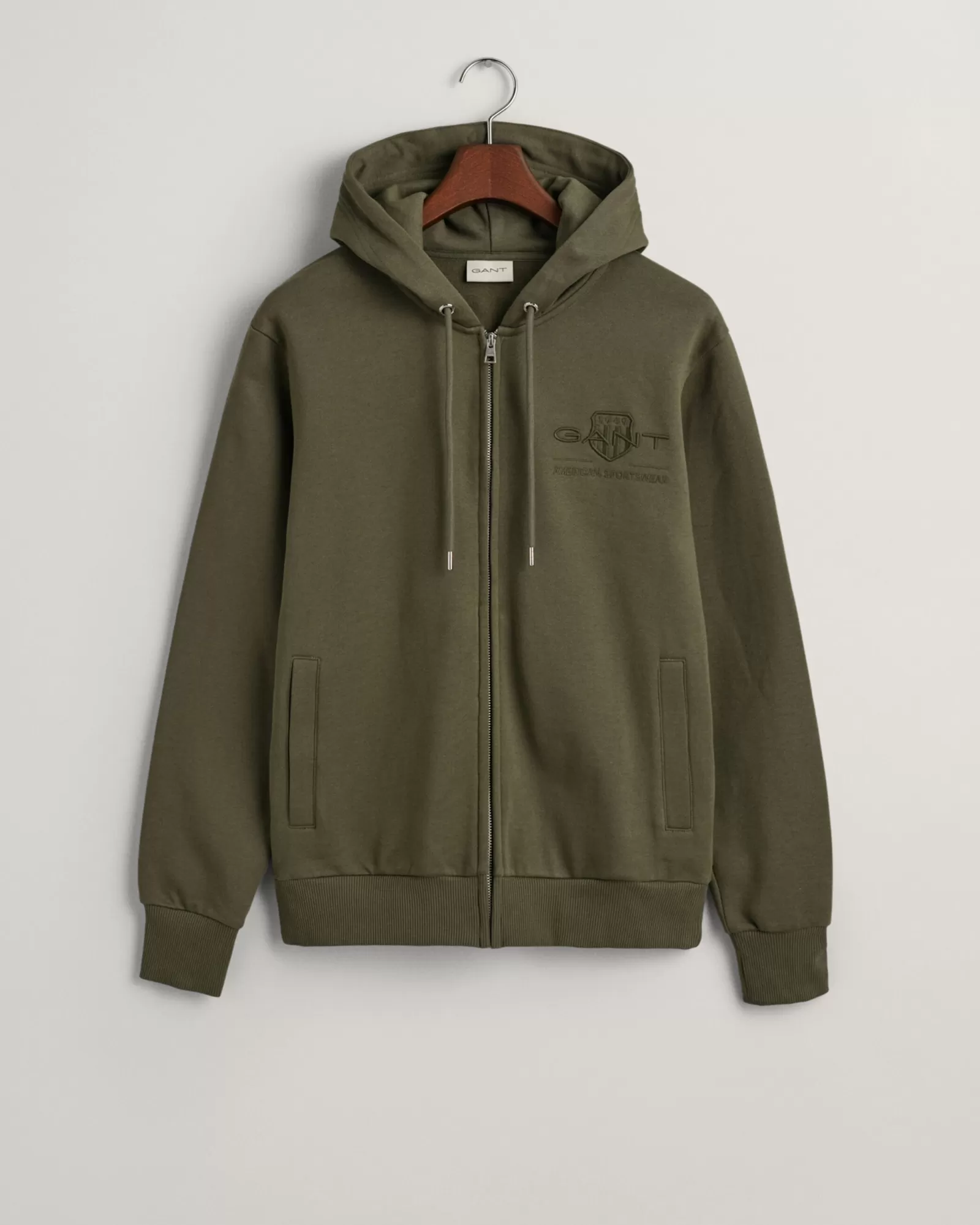 Men GANT Sweatshirts & Hoodies*Tonal Shield Zip Hoodie RACING GREEN