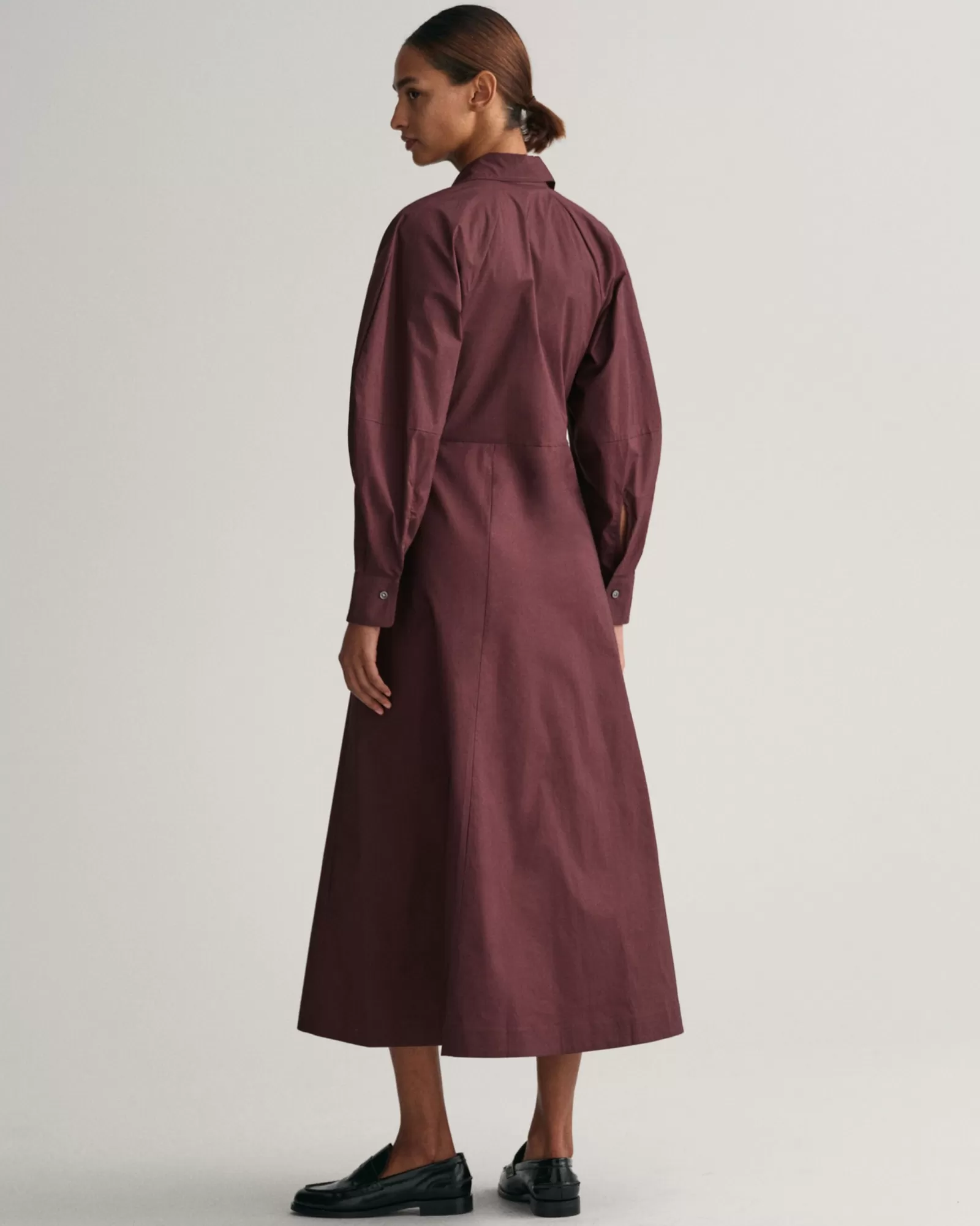 Women GANT Dresses*Volume Sleeve Shirt Dress DARK MAHOGANY