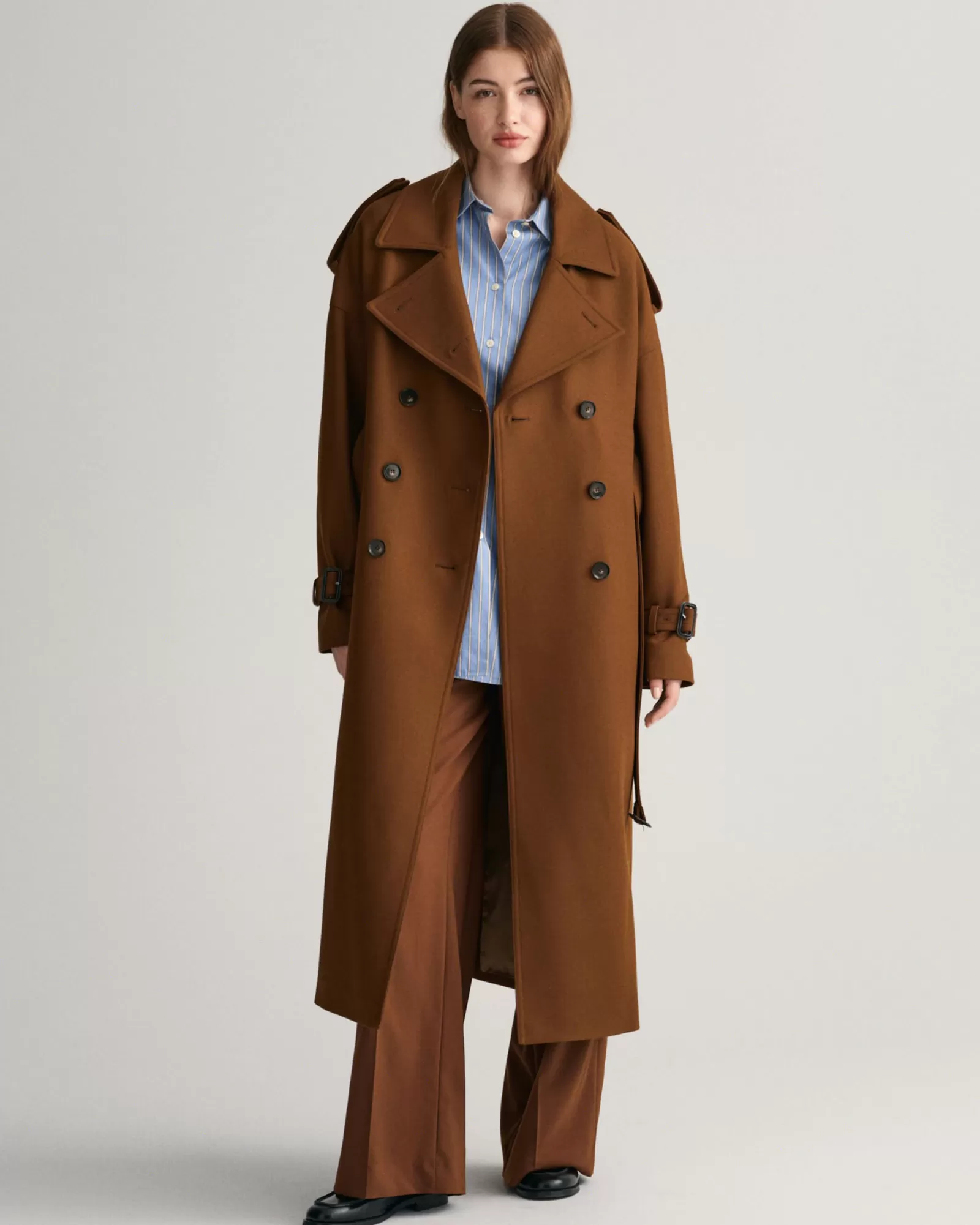 Women GANT Jackets & Coats*Wool Blend Trench Coat CHOCOLATE BROWN