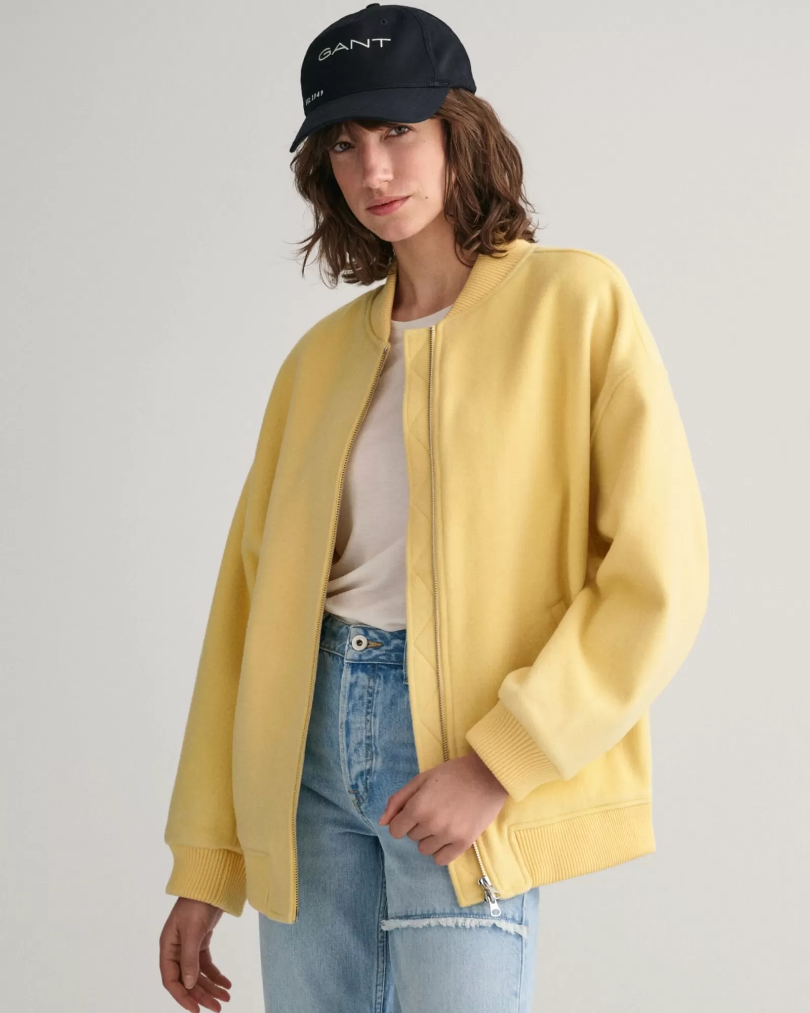 Women GANT Jackets & Coats*Wool Bomber Jacket DUSTY LIGHT YELLOW