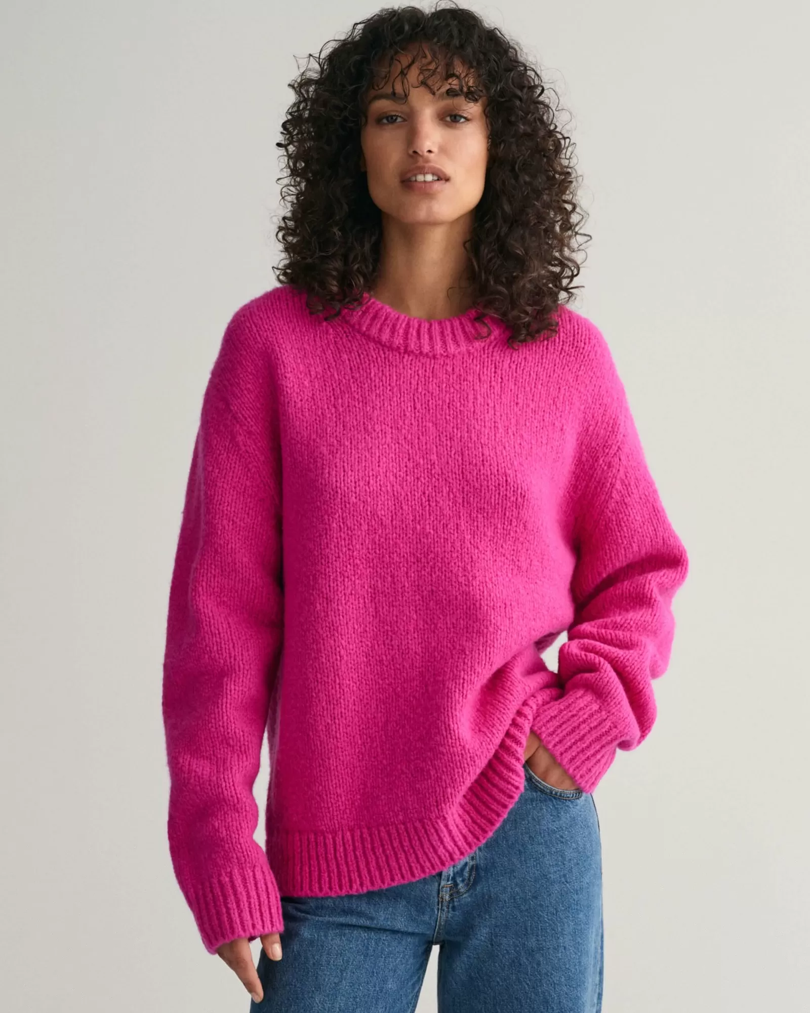 Women GANT Knitwear*Wool Bouclé Crew Neck Sweater BARLEY PINK