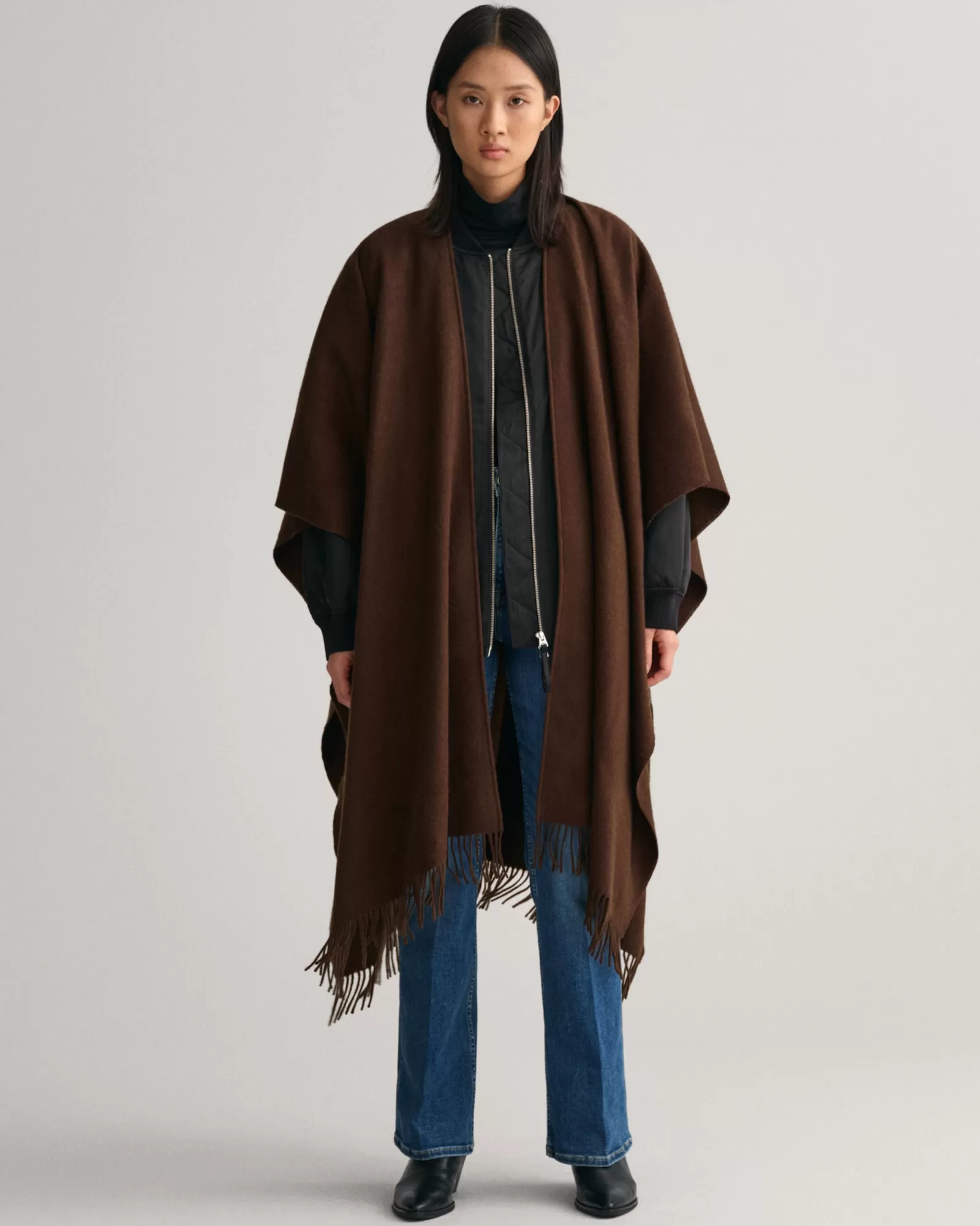 Women GANT Scarves*Wool Poncho RICH BROWN