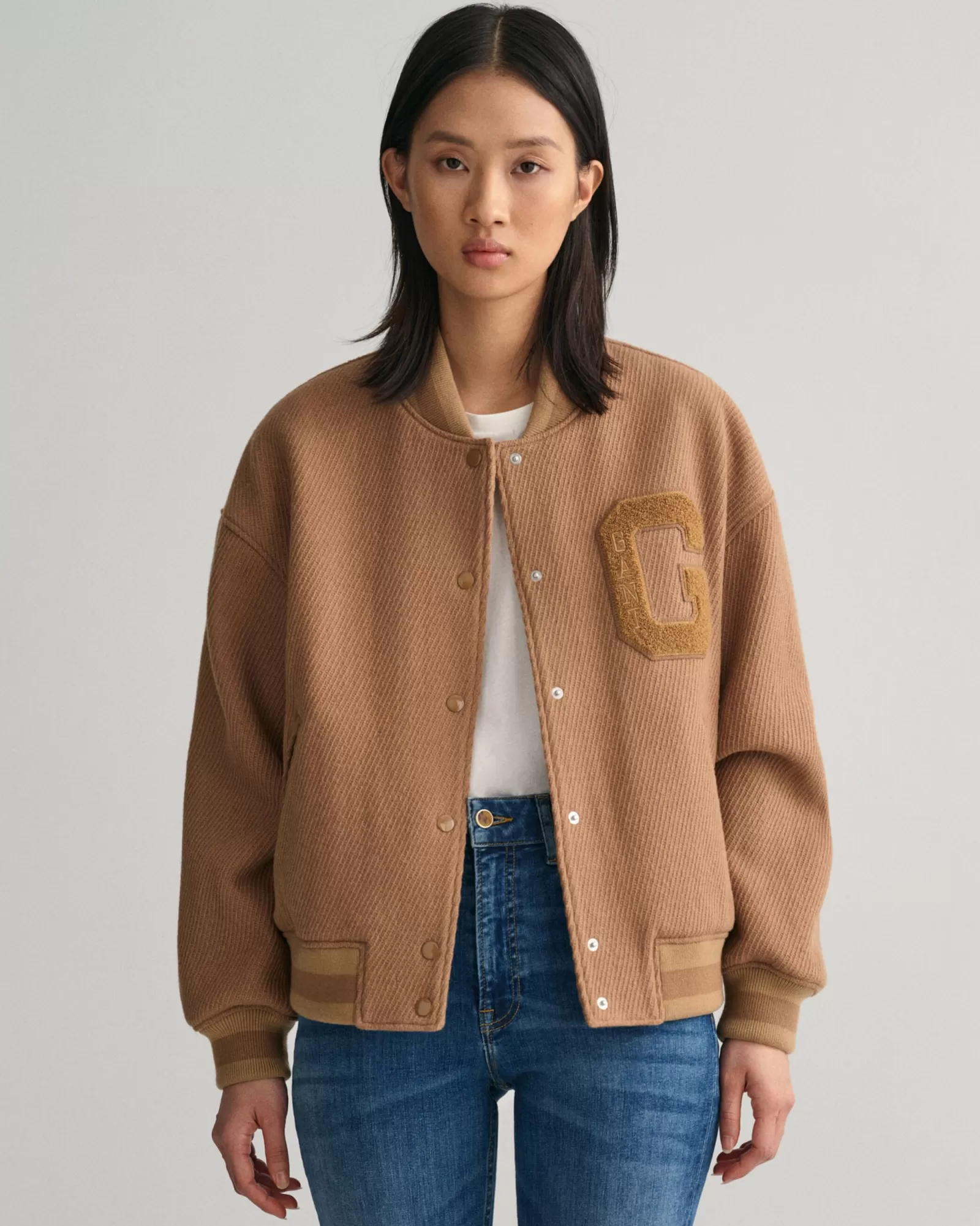 Women GANT Jackets & Coats*Wool Twill Varsity Jacket WARM KHAKI